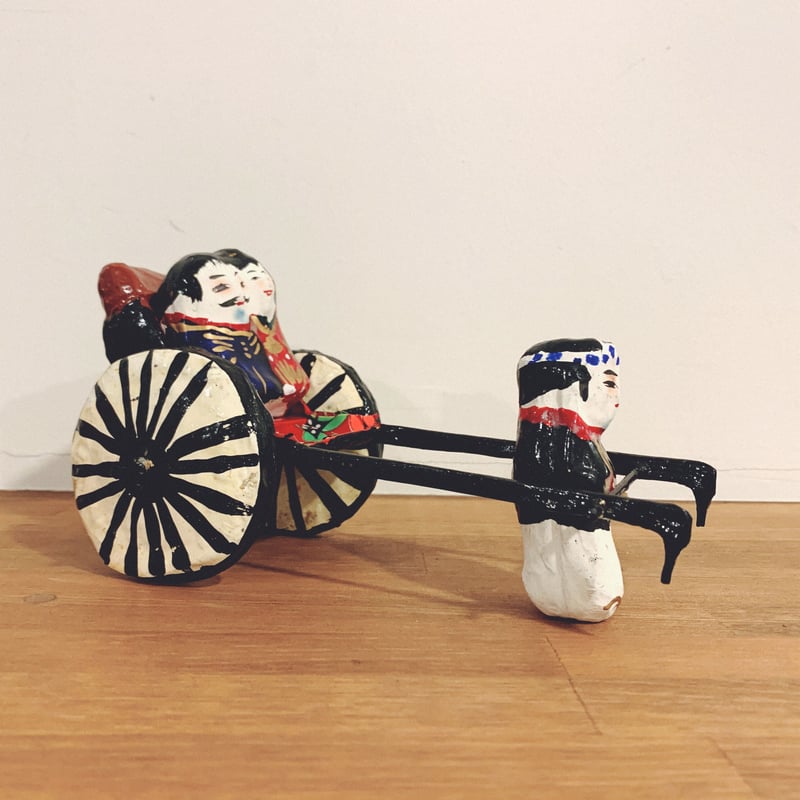 【郷土玩具】廃絶　長門張子　人力車(軍人) 宇土張子『人力車』郷土玩具