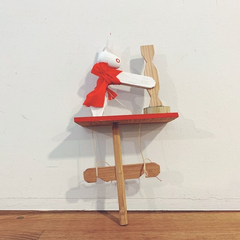 長門張子 杵つきうさぎ 餅つき からくり 民芸品 郷土玩具