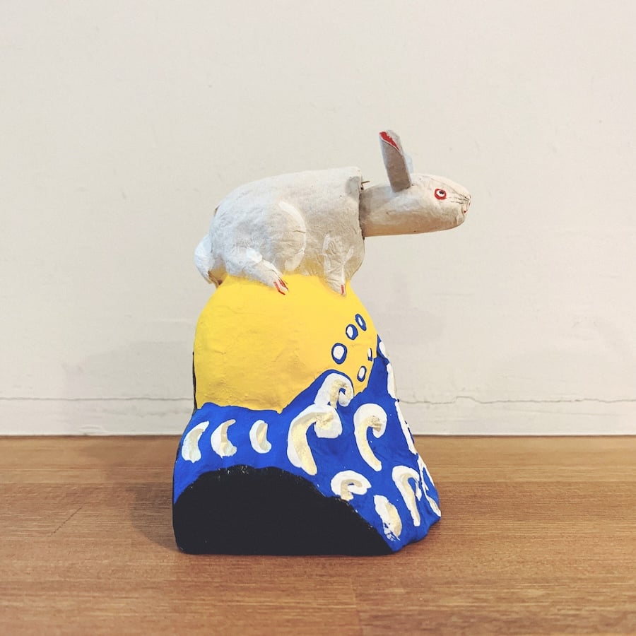 【稀少】岩手県 六原張子 和紙面 うさぎ 兎【完売品】 fit=scale-down,w=1200