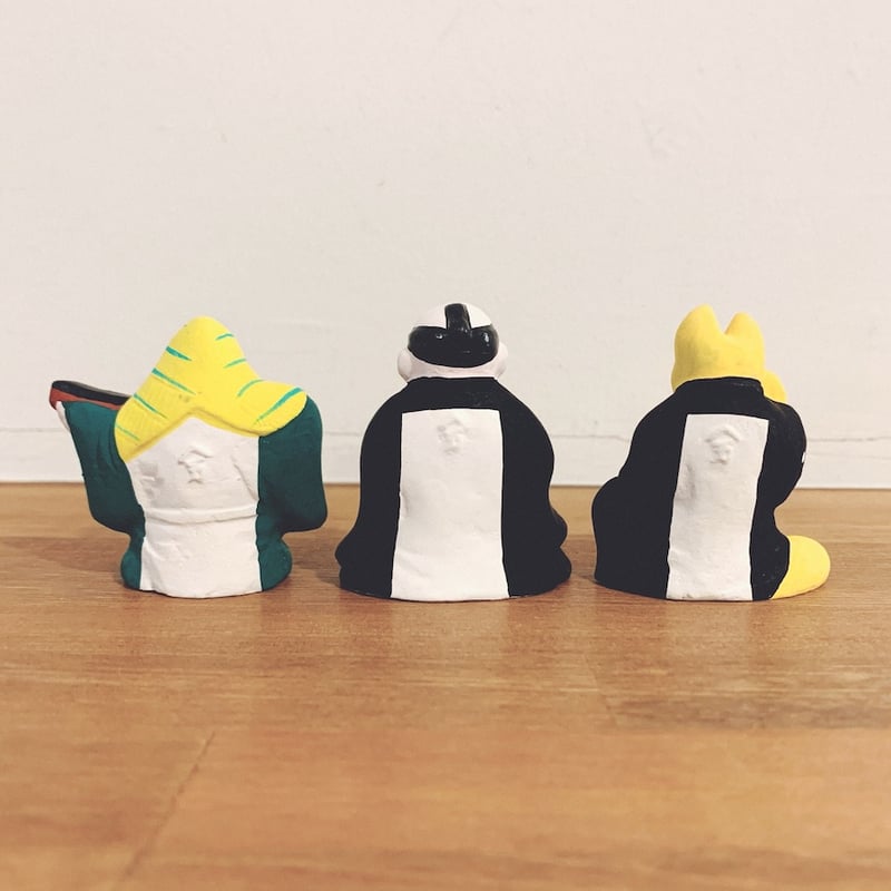 伏見人形・丹嘉『三竦み / 庄屋・猟師・狐』 3体セット | 象々の郷土玩具