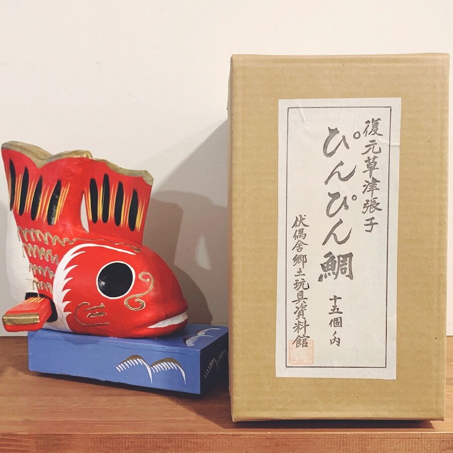 AKa6467　鯛　古い張子　人形　昭和４０年　全国郷土玩具祭り original