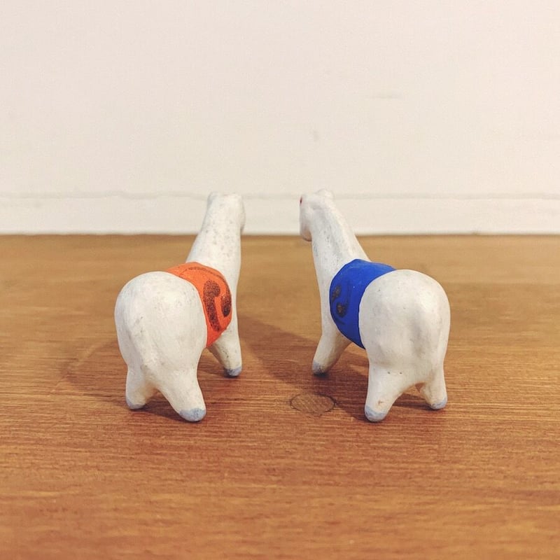 住吉人形『左神馬 朱・藍』2体セット | 象々の郷土玩具