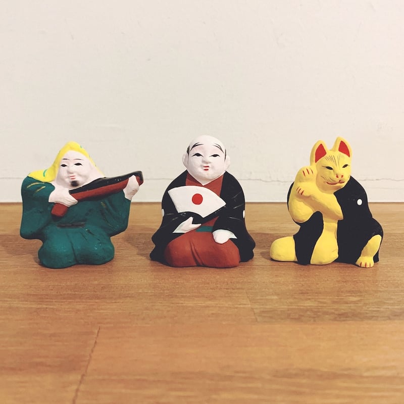 伏見人形・丹嘉『三竦み / 庄屋・猟師・狐』 3体セット | 象々の郷土玩具