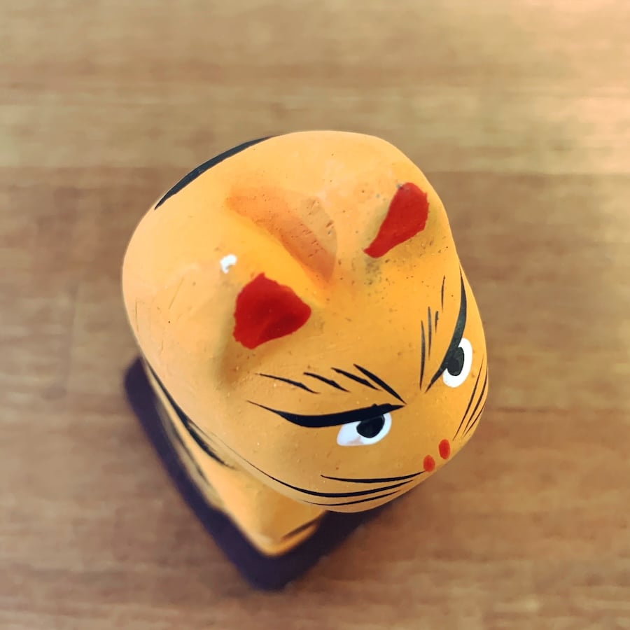 戦前 京都 洛北 鞍馬寺 あうんの虎 木彫り 置物 郷土玩具 極希少 縁起物