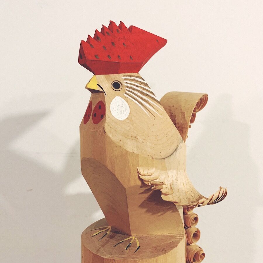 昭和レトロ 山形県 米沢 笹野一刀彫 おたかぽっぽ 木彫り 民芸品 尾長鶏 置物 昭和レトロ 山形県 米沢 笹野一刀彫 おたかぽっぽ 木彫り 民芸品