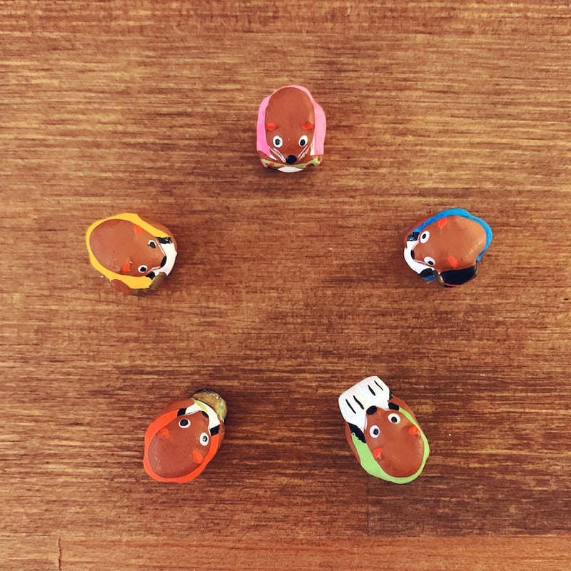 京都・清水豆人形『狸の五人囃子』 | 象々の郷土玩具