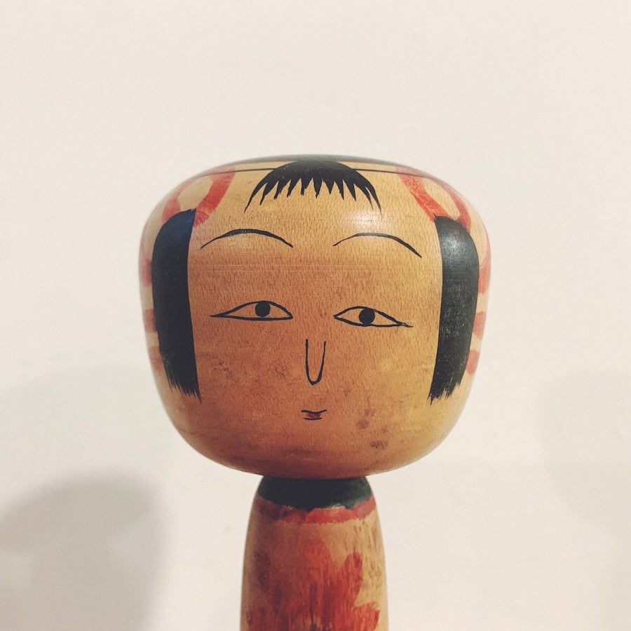 特級呪物 木製こけし 山と橋の絵柄 高橋忠蔵のこけし | 象々の郷土玩具