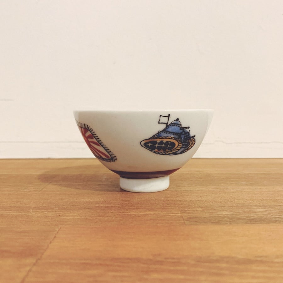 戦前のこども茶碗『戦車』 | 象々の郷土玩具