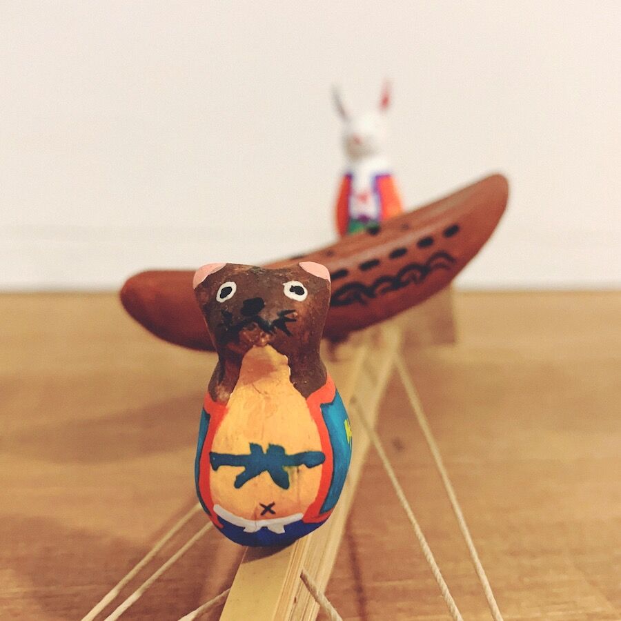 富田林玩具『糸からくり・廻りカチカチ山』 | 象々の郷土玩具