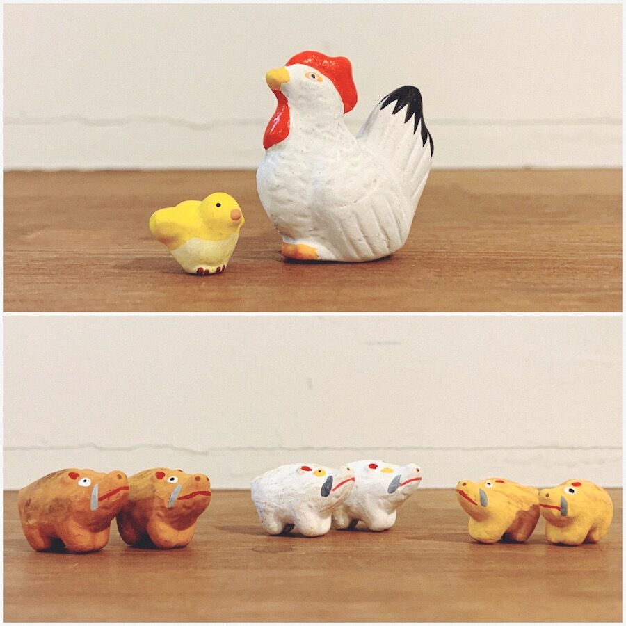 杉谷マサ作・清水豆人形の詰め合わせ箱 | 象々の郷土玩具
