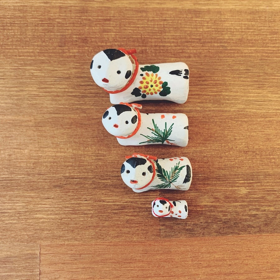 奈良・法華寺『御守犬』大・中・小・極小4点セット | 象々の郷土玩具