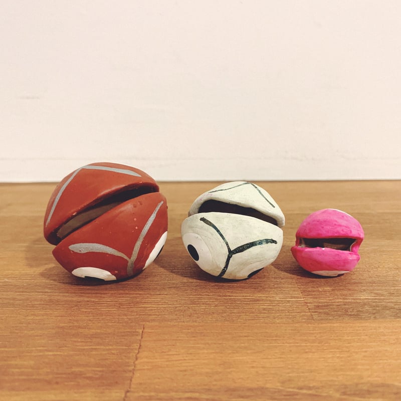 富山土人形・渡辺信秀の『蛇の目鈴』3点セット | 象々の郷土玩具