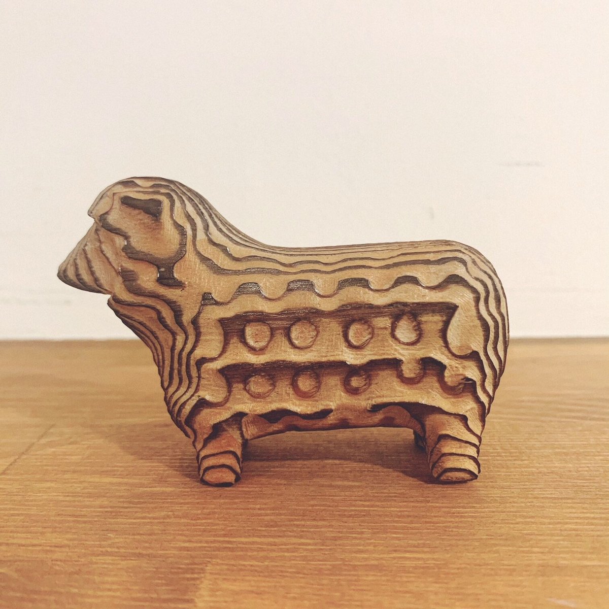 海外のお土産♡ドイツの細部彫刻靴べら、1940年、木彫り 羊？ 海外のお土産♡ドイツの細部彫刻靴べら、1940年、木彫り 羊？