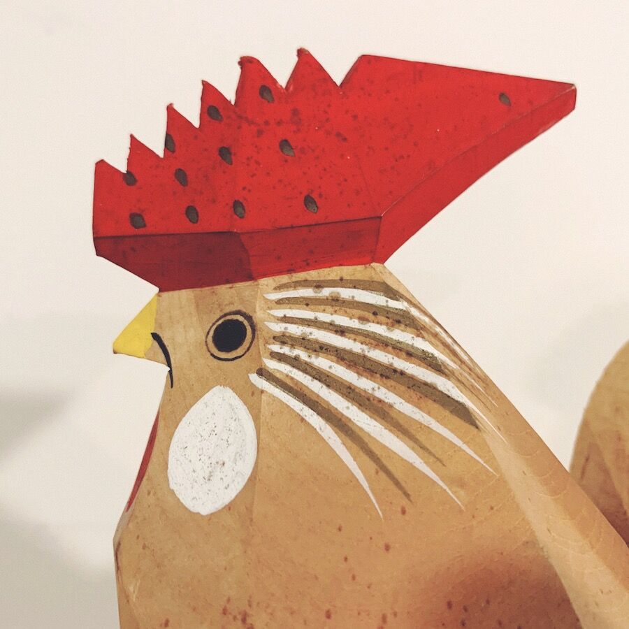 ♥【匿名配送】♥笹野一刀彫五代目甚五郎作尾長鶏の木彫りレア