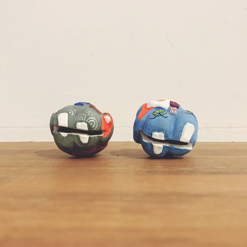 名古屋土人形・野田末吉『二福神』土鈴 | 象々の郷土玩具