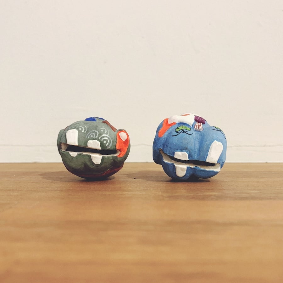 名古屋土人形・野田末吉『二福神』土鈴 | 象々の郷土玩具