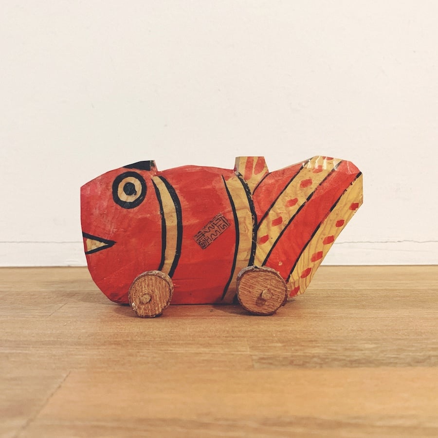 古玩 鹿児島県 郷土玩具 鹿児島神宮 鯛車（大） 全長15 ㌢ 民藝 縁起物 fit=scale-down,w=1200