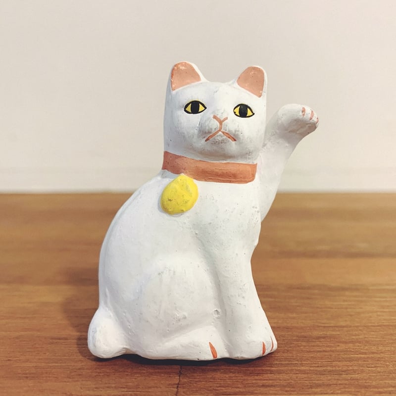 今戸人形　招き猫 今戸人形『招き猫一対』 | 象々の郷土玩具
