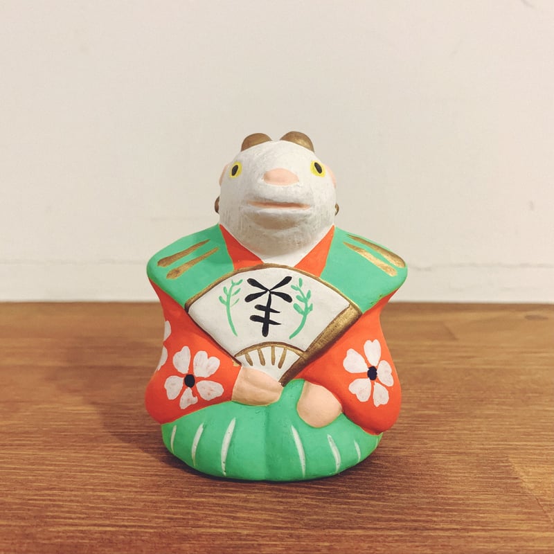 会津・中湯川人形『扇持ち・羊』 | 象々の郷土玩具