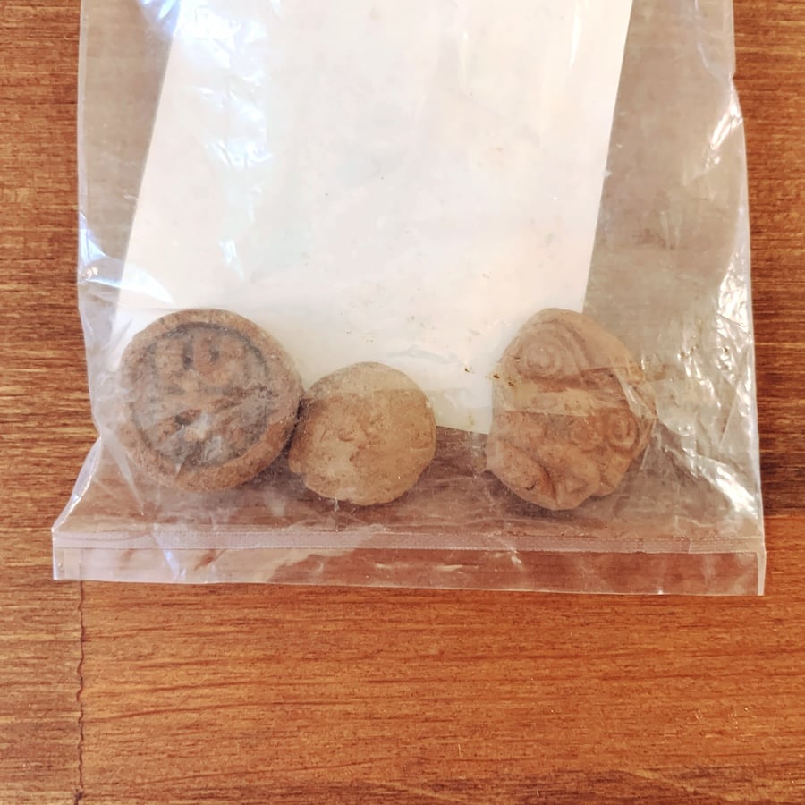 江戸時代の『今戸の泥面子①』3個 | 象々の郷土玩具