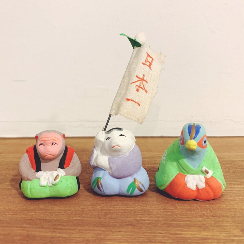 堀米人形の『桃太郎』土鈴5点セット | 象々の郷土玩具