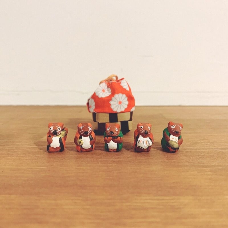 京都・清水豆人形『狸の五人囃子』 | 象々の郷土玩具