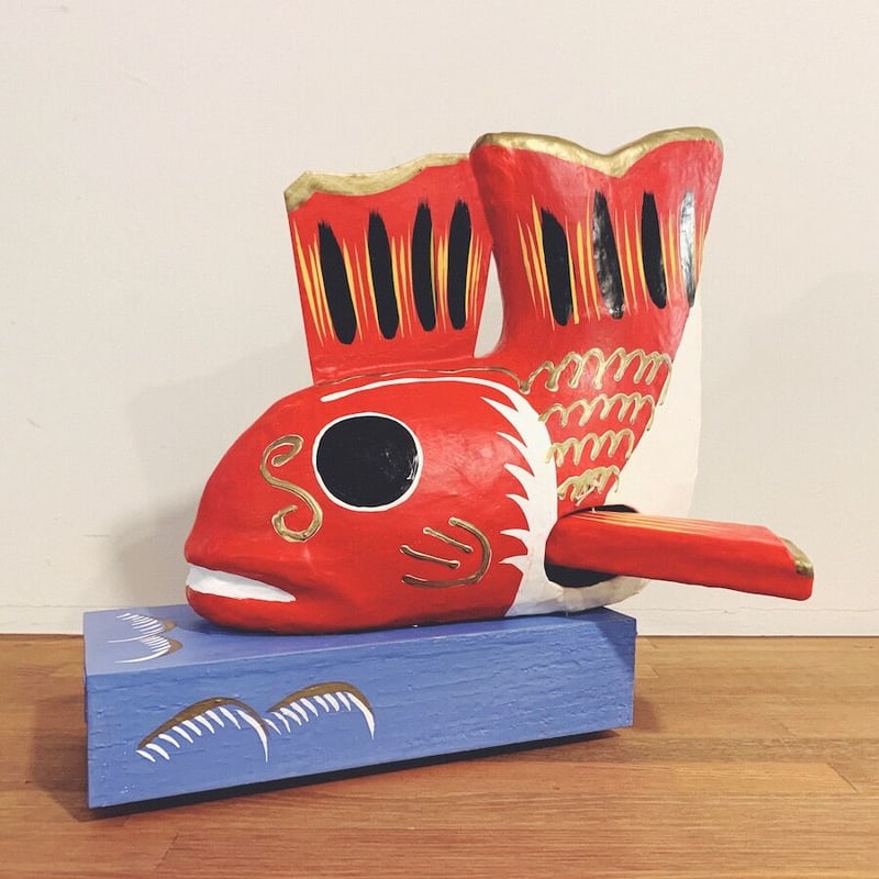 AKa6467　鯛　古い張子　人形　昭和４０年　全国郷土玩具祭り AKa6467鯛古い張子人形昭和40年全国郷土玩具祭り