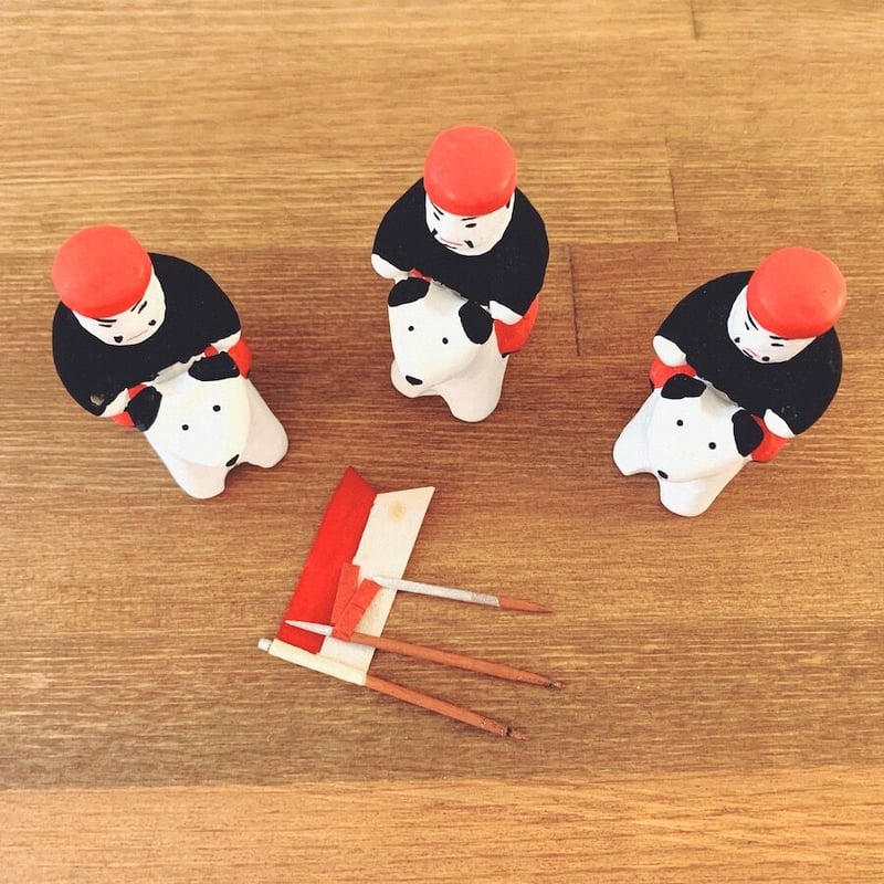 レトロ 古道具 土人形 泥人形 犬 戌 狛犬 アンティーク 広島 子宝 チン