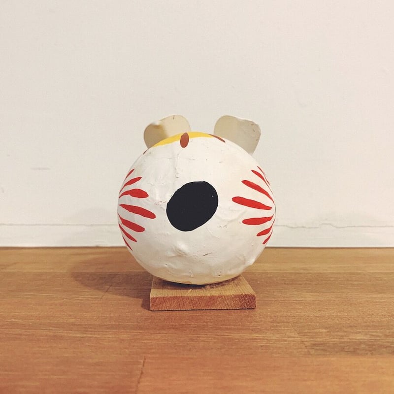 167.郷土玩具 陶器製人形とお張子、兎、豚、狸、狐、極小品 三春張子『玉兎』 | 象々の郷土玩具