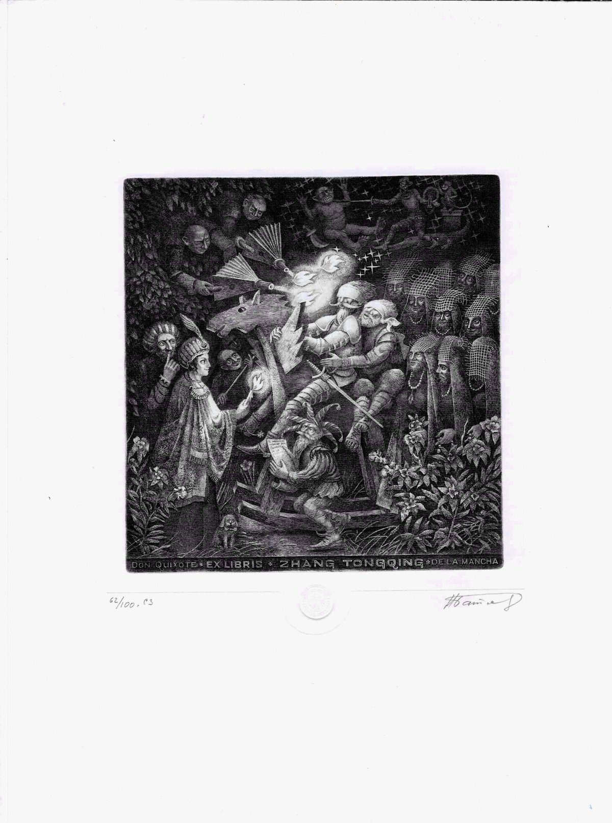 ☆赤池ももこ Momoko Akaike 木口木版 蔵書票「ねこの蔵書票」 赤池