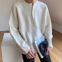 ハーフボタンニット