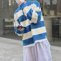 ボタンボーダーニット