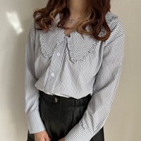 ギンガムチェック 襟シャツ