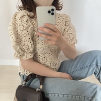 鍵編み レーストップス