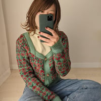 フラワー スクエアネックカーディガン