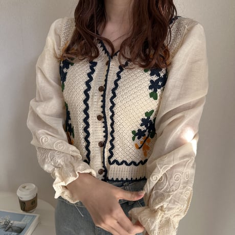 刺繍 カーディガンシャツ