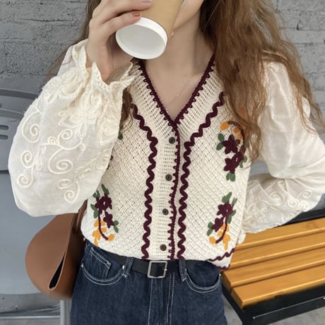 刺繍 カーディガンシャツ