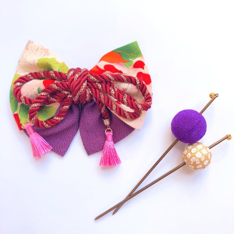 BABY リボンコーム 〜ロザリオの誓い〜 ピンク コーム付きリボン髪飾り（ピンク） 2017-00061-B-Y 髪飾り 【きもの都粋】