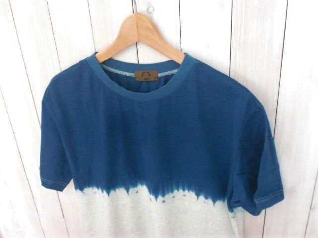 藍染絞りTシャツ ボーダーグラデーション Lサイズ 日本製 | まるみ堂