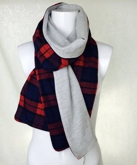 SUMISEN マフラー カラー：サラシxビエラチェック サイズ：162cm X 24cm 素材：綿92% 炭混入繊維8% 別布綿100% P-SU-0001