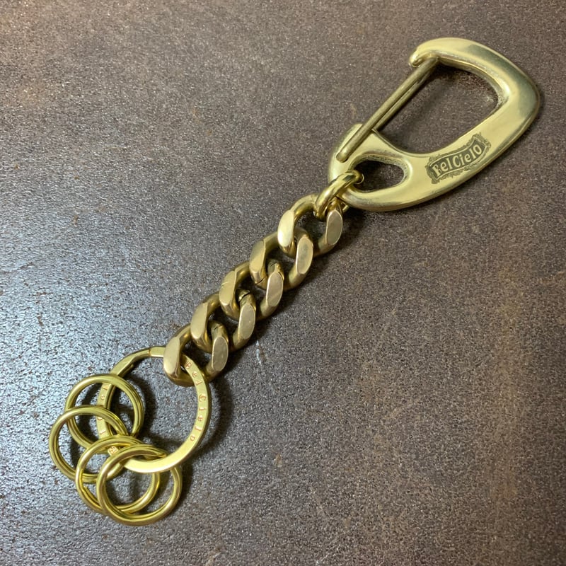 アウトレット】Bel Cielo 真鍮製 ペイズリーロゴカラビナ チェーンVer