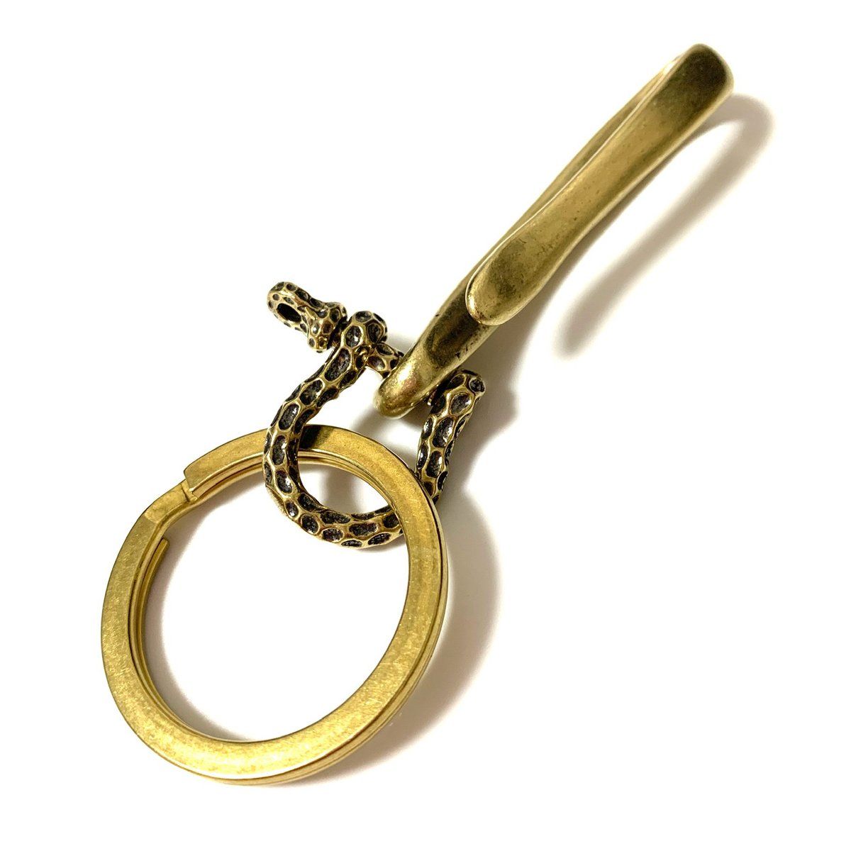 Bel Cielo 真鍮製 XLダブルリング&ロゴフックキーホルダー 班