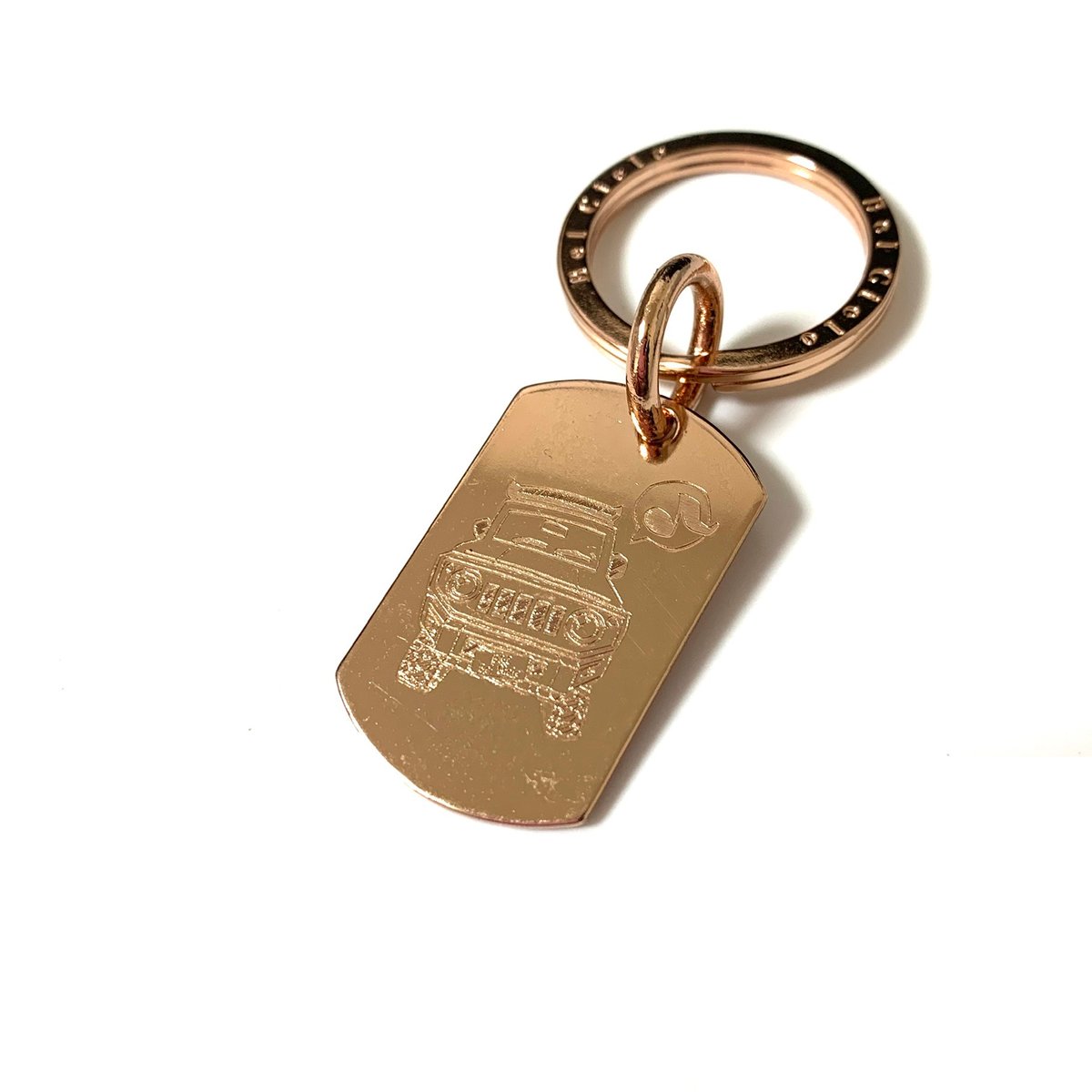 【美品】ダニエル・アーシャム　キーホルダー B&O x Bel Cielo 真鍮製 ジムニードッグタグキーホルダー ピンク