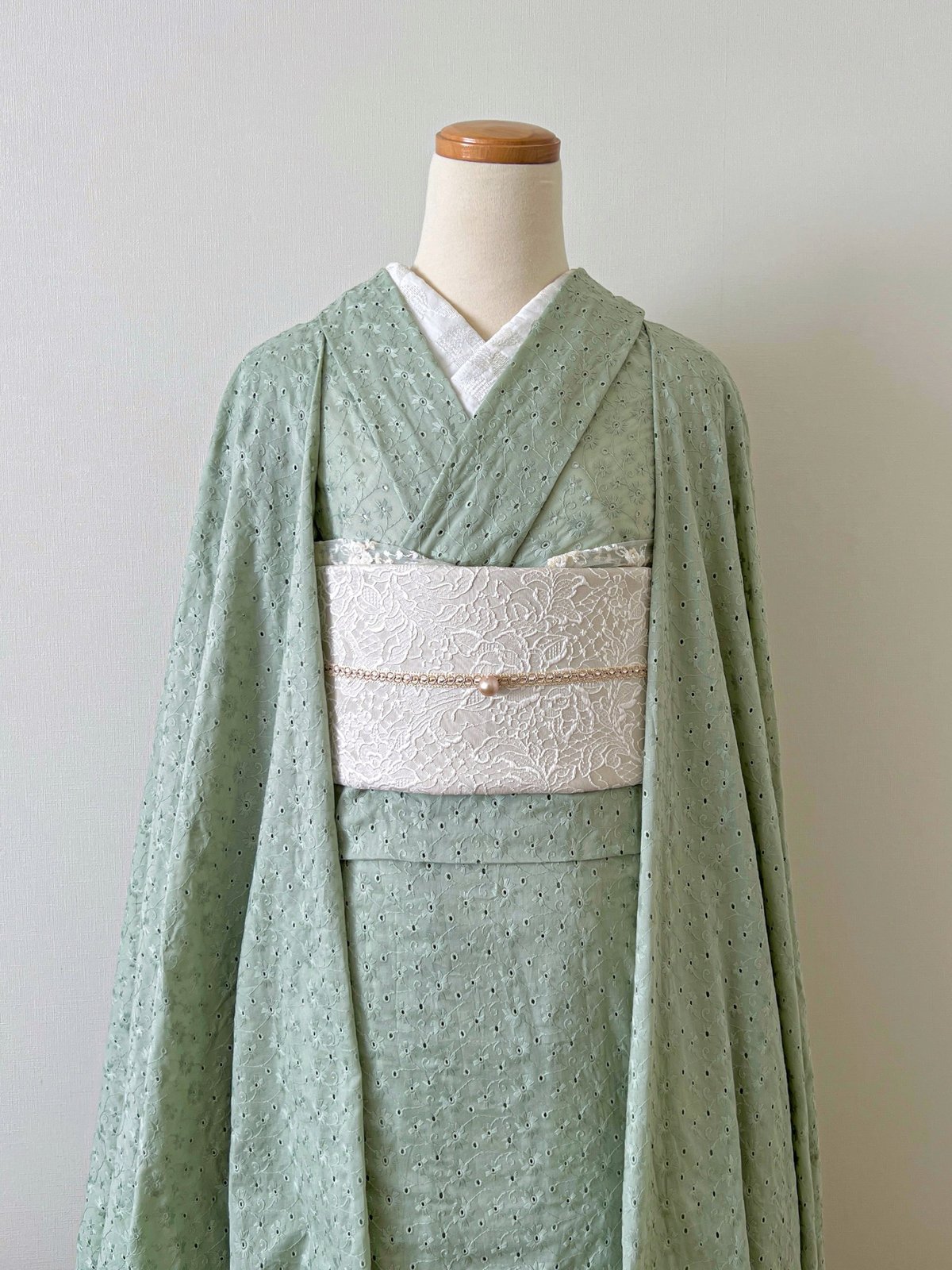 未使用品】agris×CHOKO バタフライレース 着物 緑色 メネラウス 