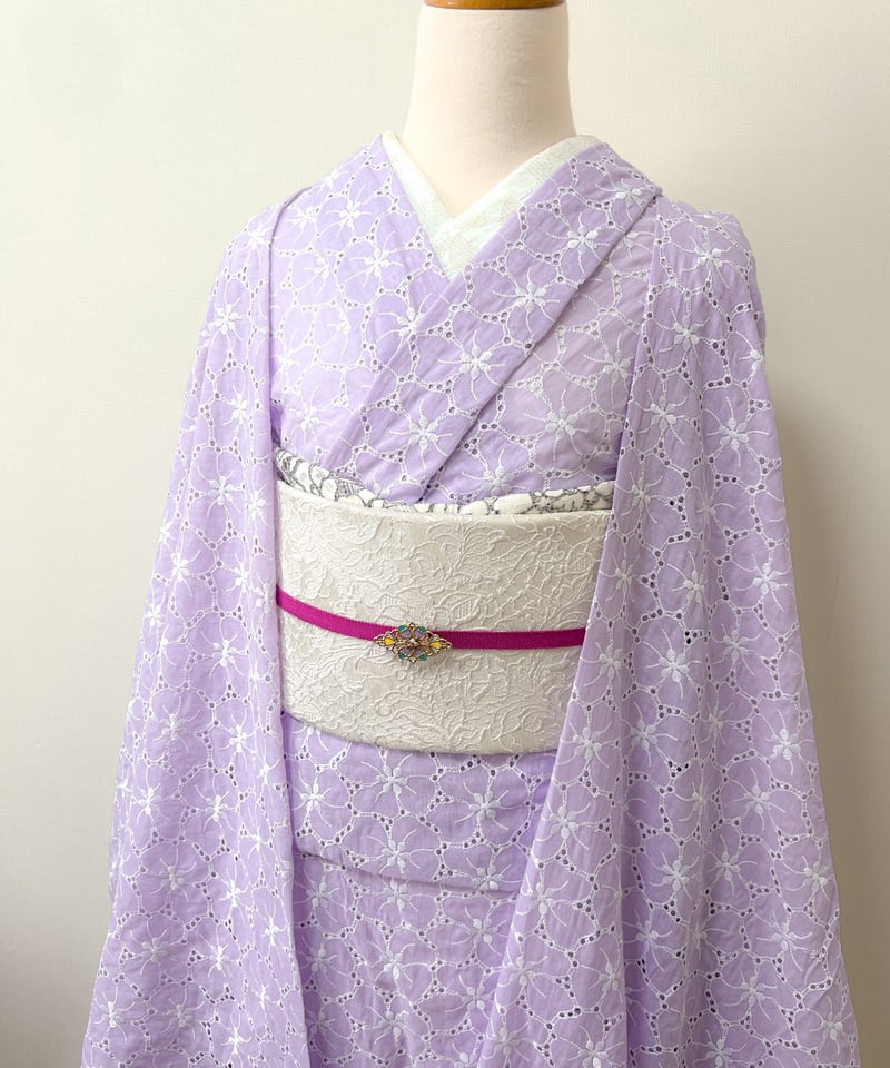 コットンレース着物 A25-パープル | kimono.kotoko