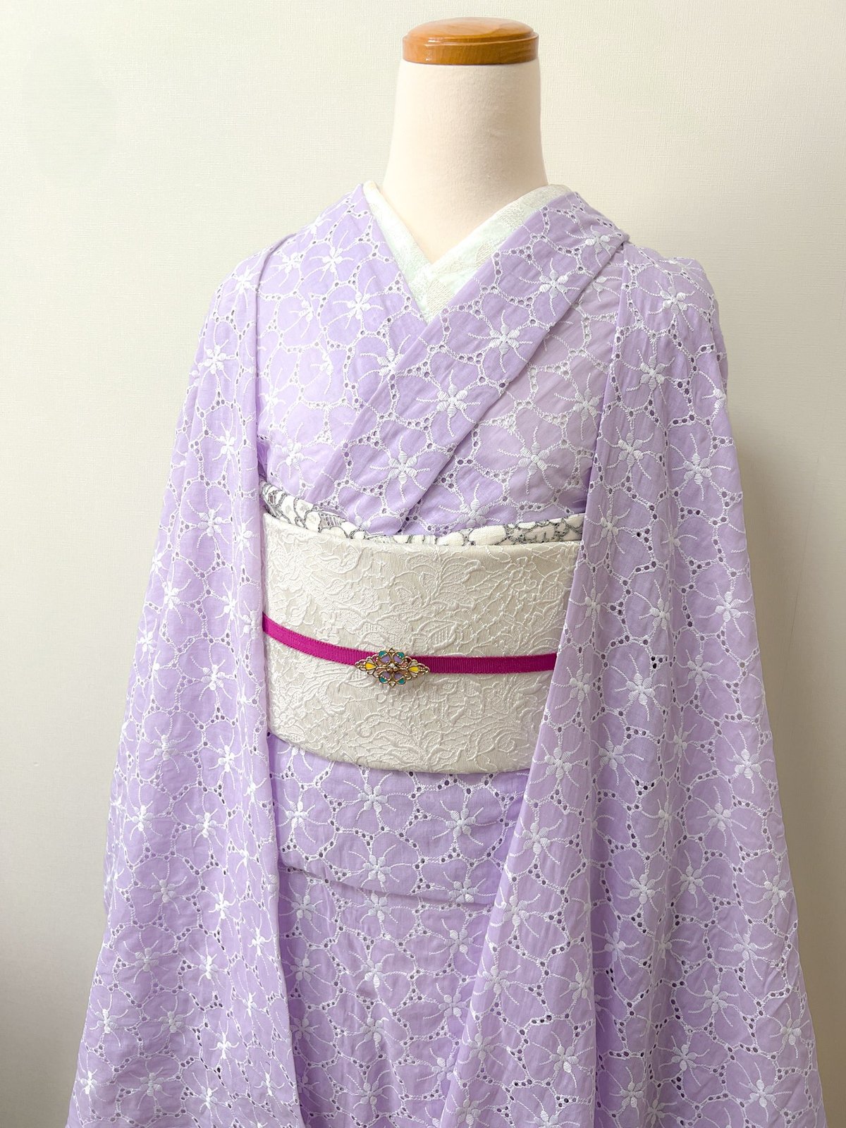 コットンレース着物 A25-パープル | kimono.kotoko