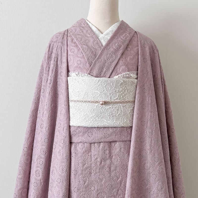 コットンレース着物 ダスティピンク | kimono.kotoko