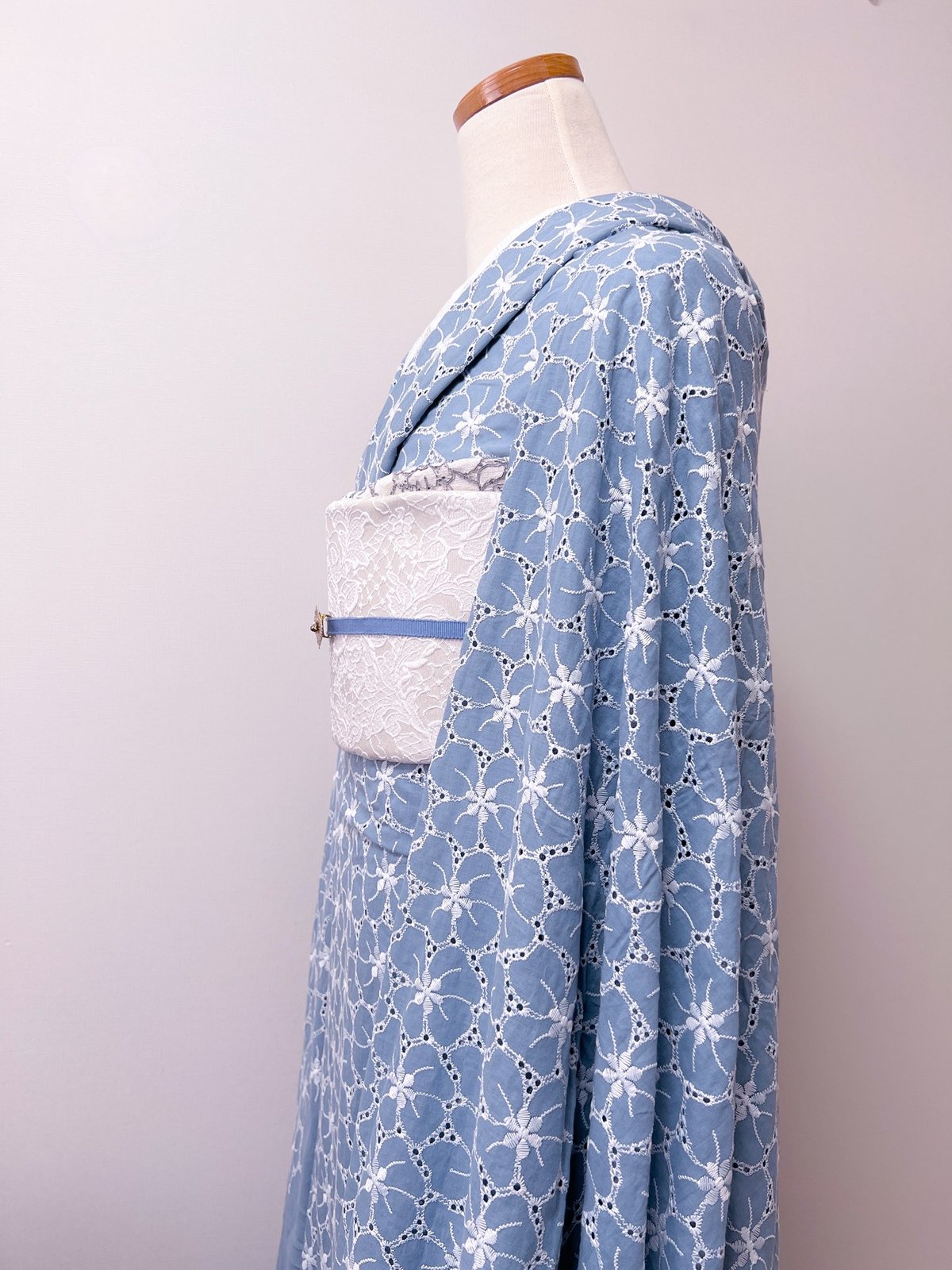 コットンレース着物 A25-ブルー | kimono.kotoko