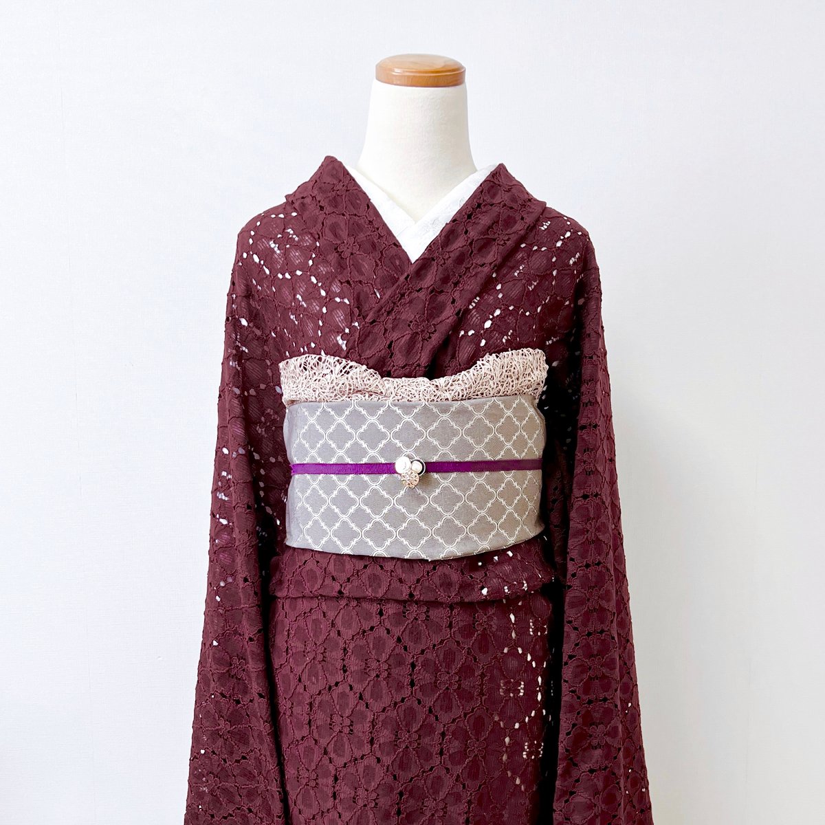 レース着物 レッドブラウン | kimono.kotoko
