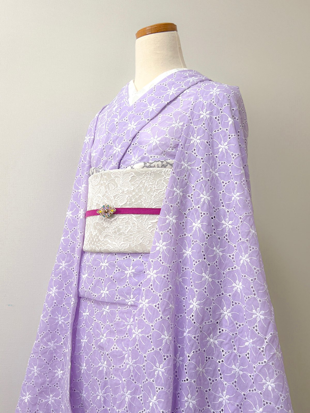 コットンレース着物 A25-パープル | kimono.kotoko